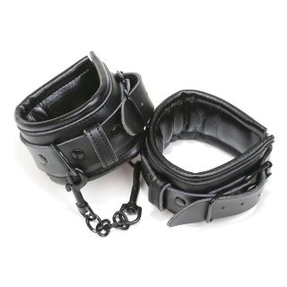 Black Faux Leather Handcuffs