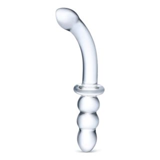 Clear Glass 3 Ball Handle Dildo