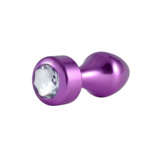 Purple Metal Anal Plug with Gem 