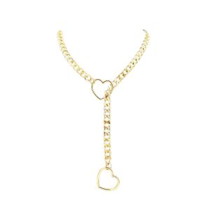 Gold Tone Choker Chain with Hearts