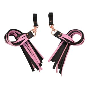 Mercy Industries Premium Nappa Leather Finger Flogger Black and Pink