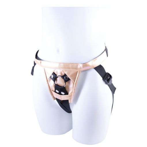 Day-Glad Faux Leather Strap-On Harness Peach