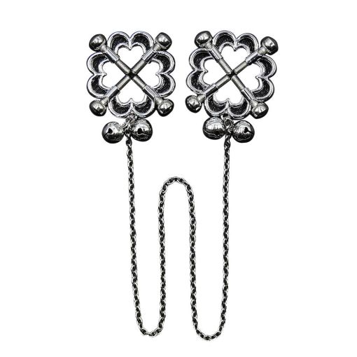 Metal Flower Nipple Clamp w Chain