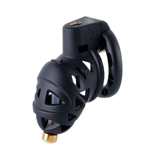Rattlesnake Short Black Plastic Male Chastity Cage