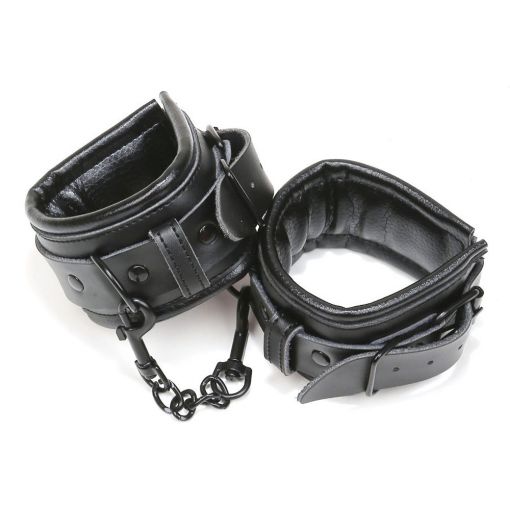 Black Faux Leather Handcuffs