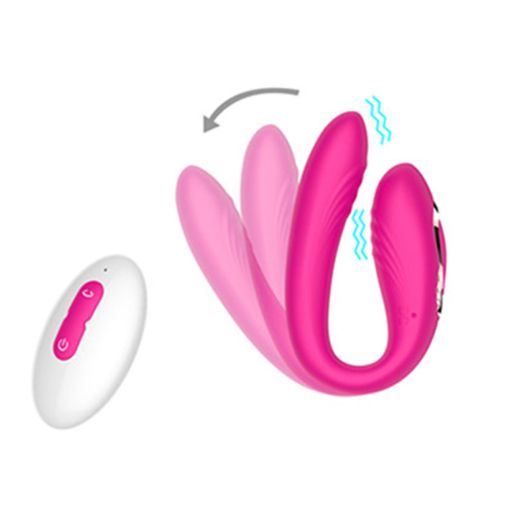 Couple's Remote-Controlled Pink Rotating Wearable Vibrator