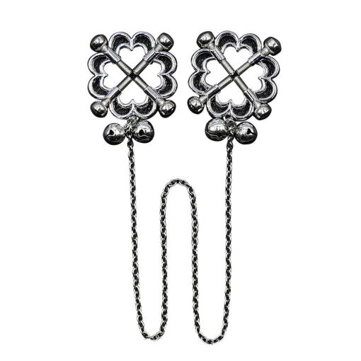 Metal Flower Nipple Clamp w Chain
